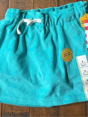 Girls' Turquoise Terry Drawstring Skort - Kids Bottoms size small 6/7